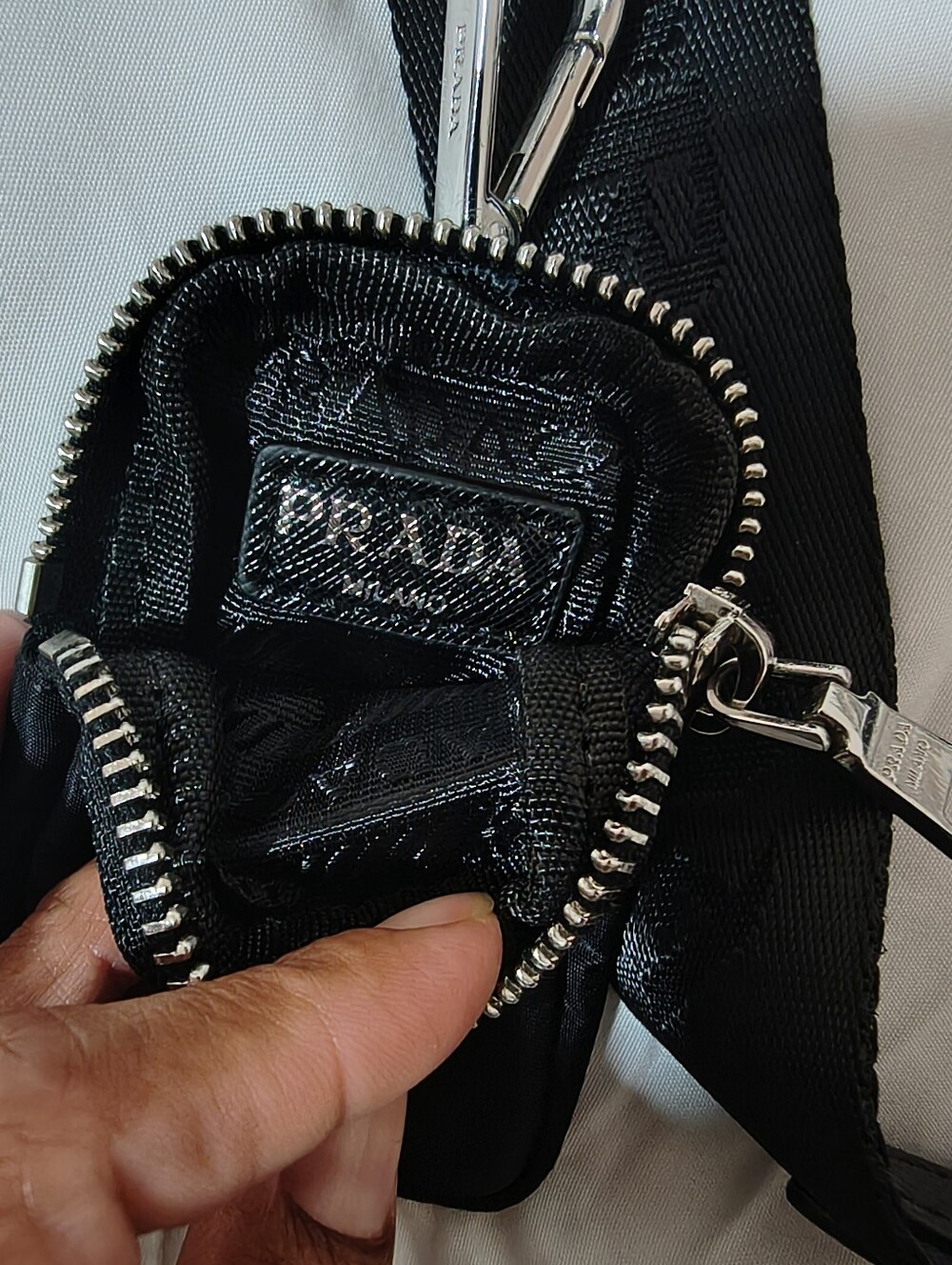 Prada Black Nylon Strap with Silver Logo Hardware - Picture 6 of 8